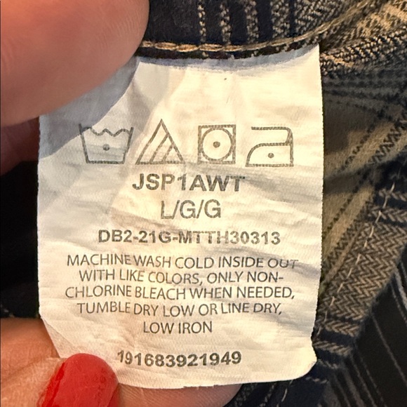 Wrangler Navy and Tan Plaid Button Down Shirt - Picture 9 of 9